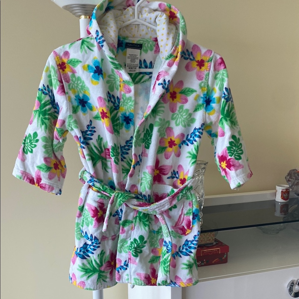 Nautica White and Pink Pajama Robe with Hood